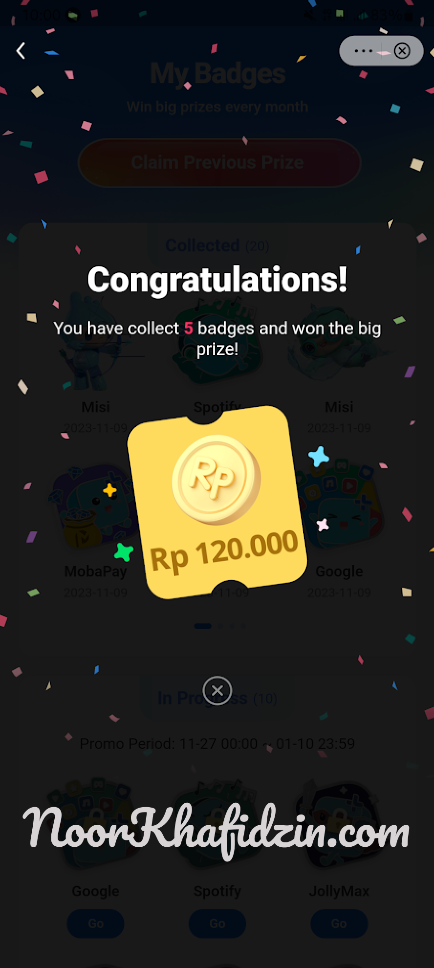 Notifikasi Anda berhasil dapat Rp 120.000