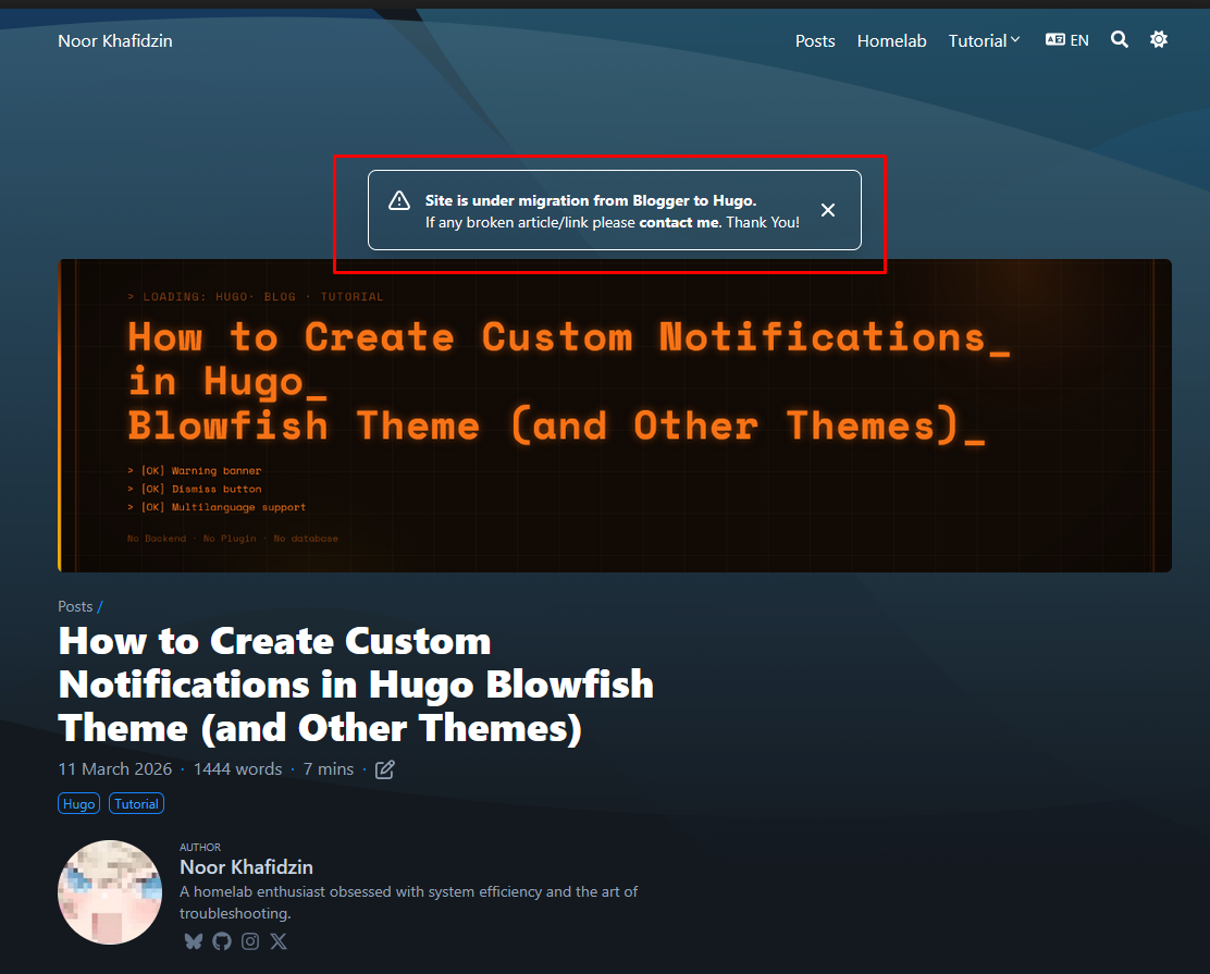 How to Create Custom Notifications in Hugo Blowfish Theme (and Other ...